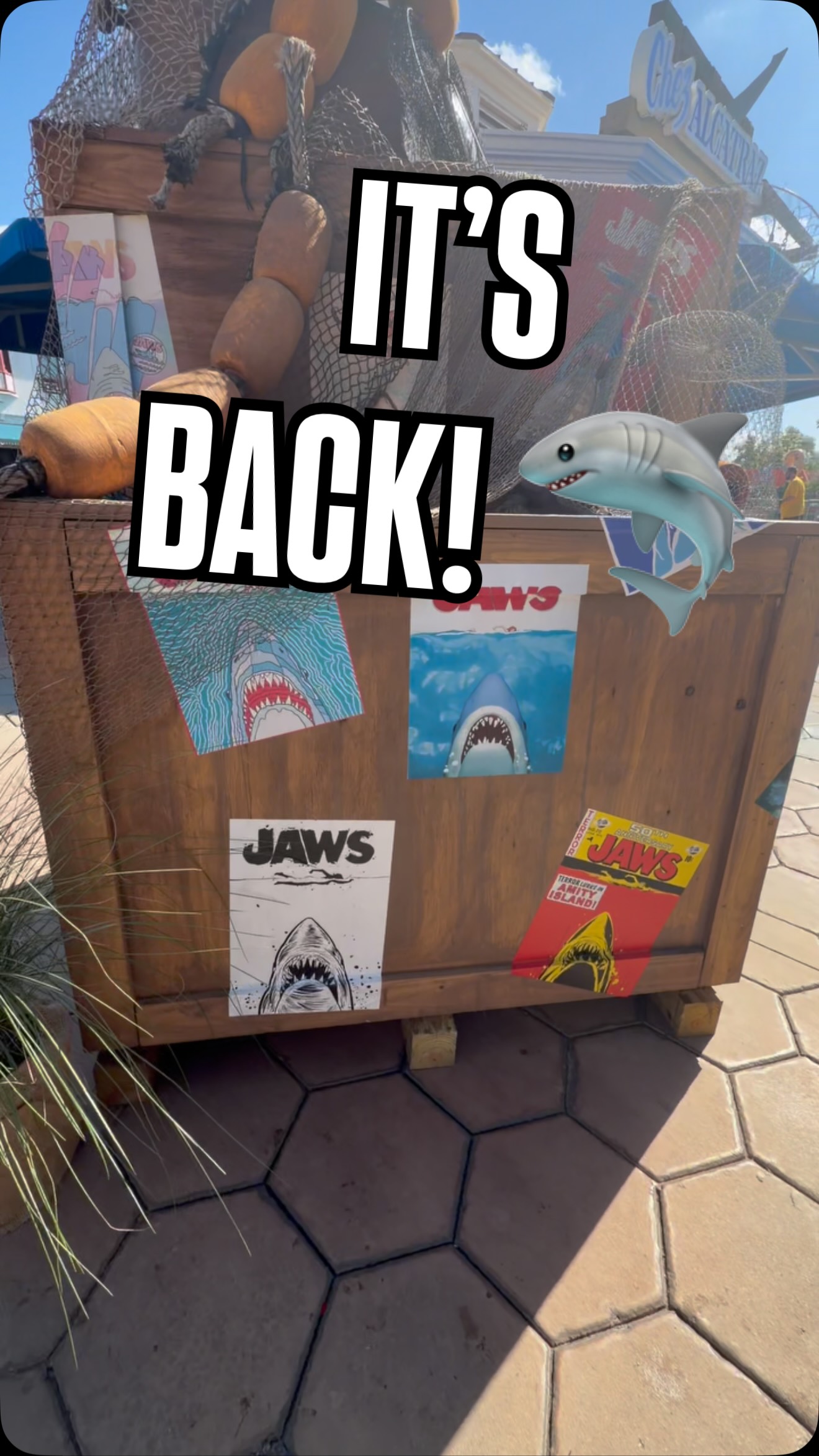 The changing over of San Fran to Amity has begun! Posters and other decor have been scattered about and inside the Candy Co (not shown) there is more shark decor! 🦈
-
#jaws #shark #universalstudios #universalpictures @universalpictures