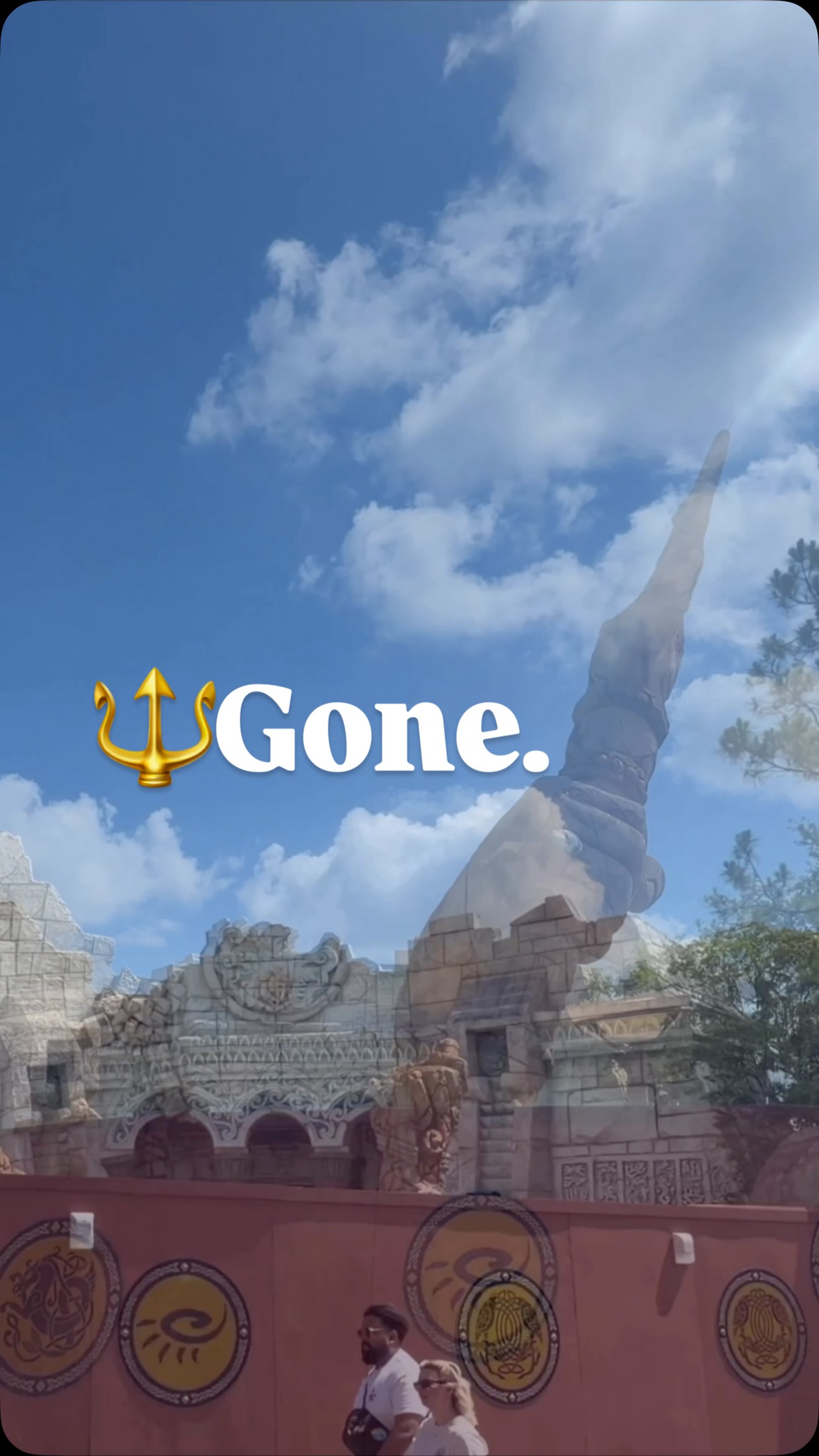 The iconic trident is…gone. 🔱 The temple has fallen. @universalorlando #lostcontinent #universalorlando #poseidonsfury