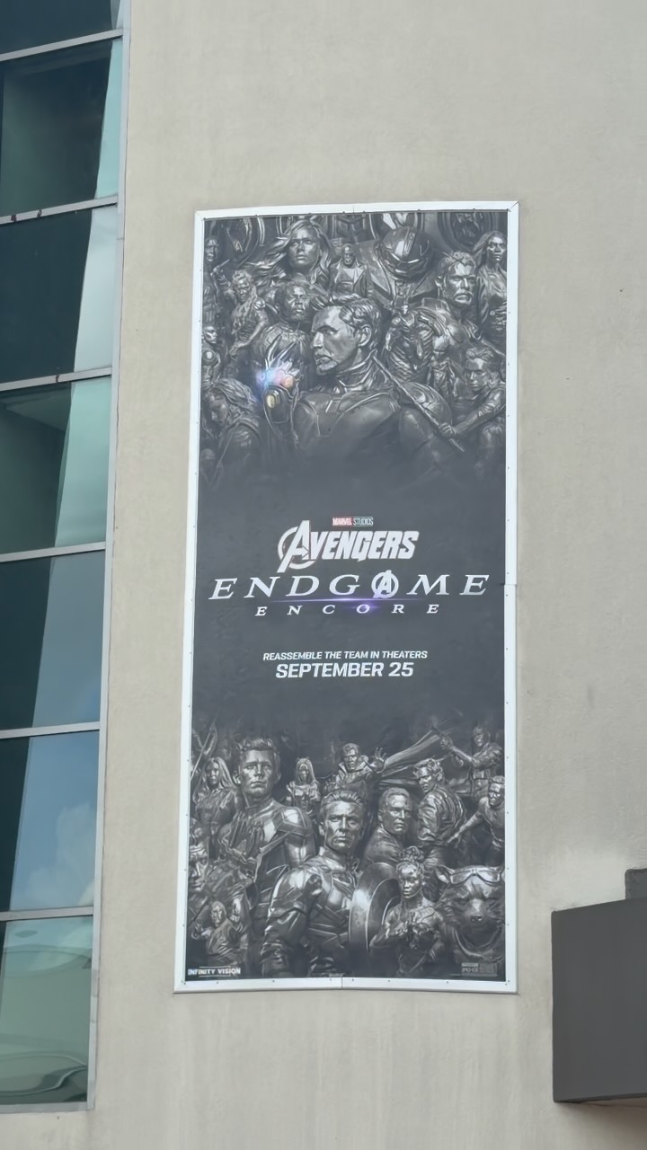 Poster for Avengers Endgame Encore at the @amctheatres at @disneysprings #marvel #avengers #amc #amctheaters