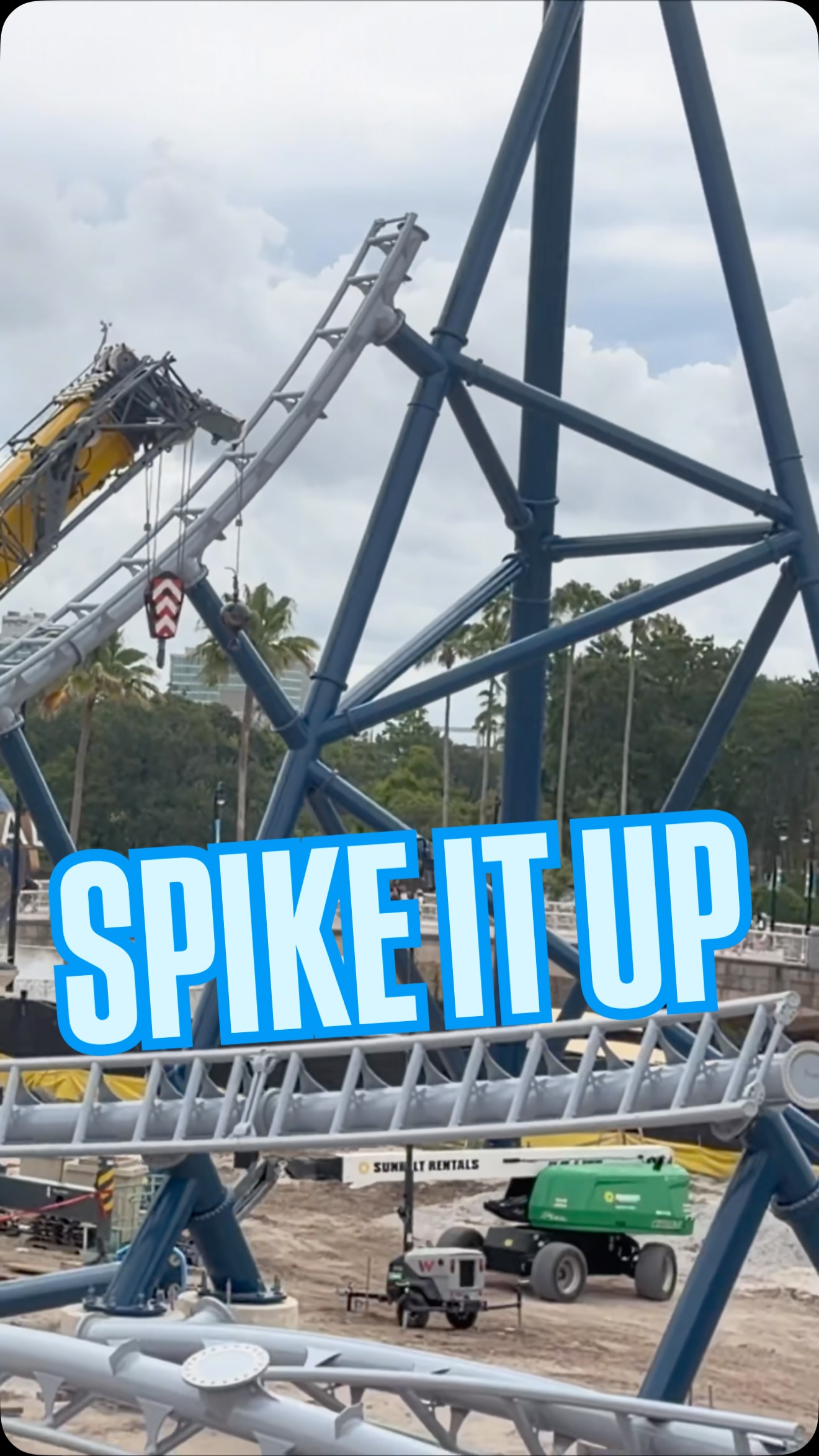 The spike is coming together at the Fast and Furious Hollywood Drift construction site and I can’t wait to ride! 🚗🏎️🎢 @universalorlando @thefastsaga #fastandfurious #universalorlando #hollywooddrift